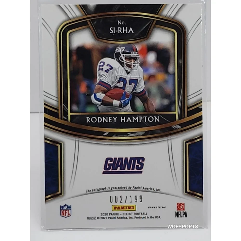 2020 Panini Select Signature Silver Prizm #SI-RHA Rodney Hampton Auto 2/199